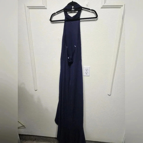 Lulus Majestic Perfection Navy Blue Ruffled Halter Maxi Dress L Wedding Party - Picture 10 of 12
